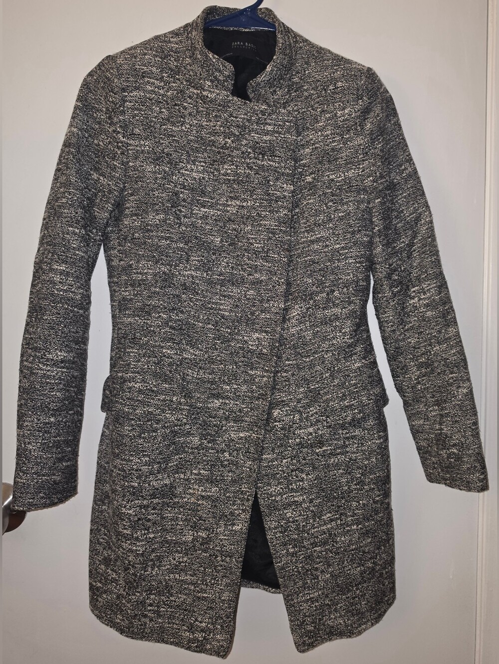 Zara Black and Gray Marled Coat